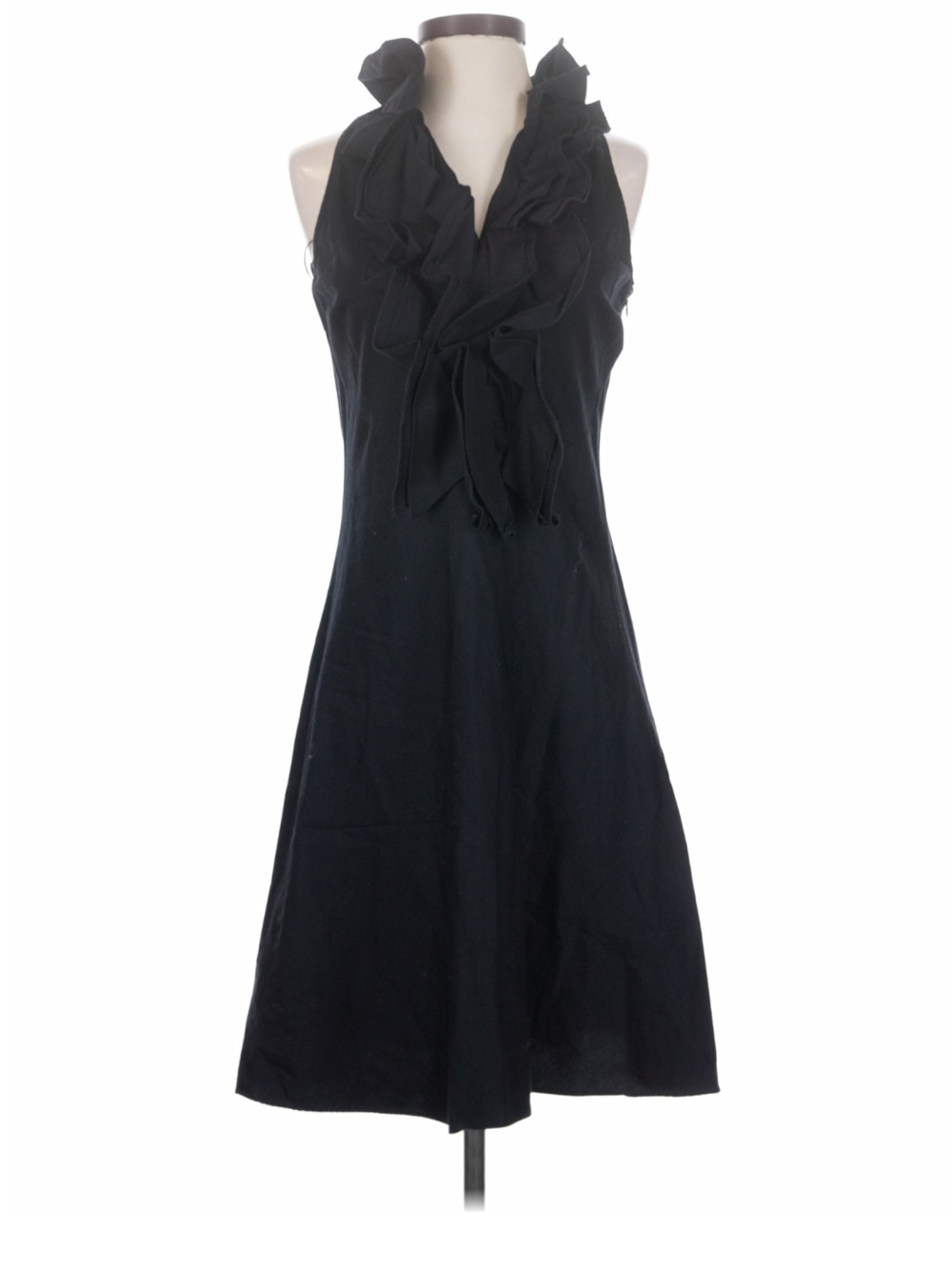 Ralph Lauren Black Sleeveless Ruffled Midi Dress